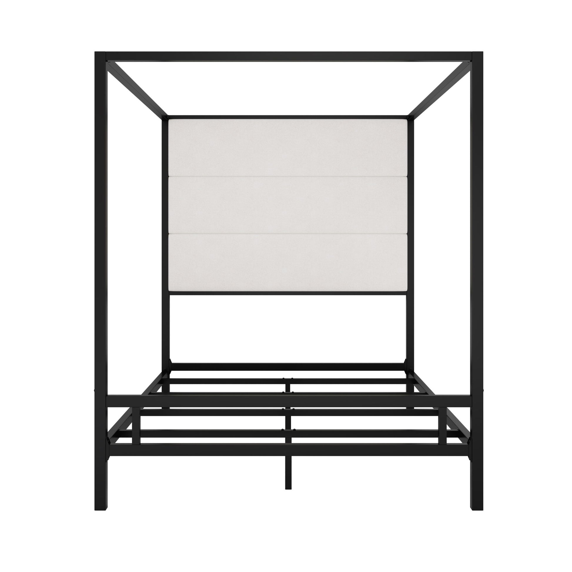 Canopy Bed With Tall Upholstered Headboard, 4 Poster Frame