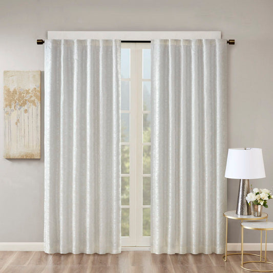 Cassius - Jacquard Lined Total Blackout Rod Pocket/Back Tab Curtain Panel - White