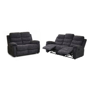 2 Piece Reclining Sofa Set, 3 Seat Sofa & 2 Seat Loveseat, 150° Recline - Dark Gray