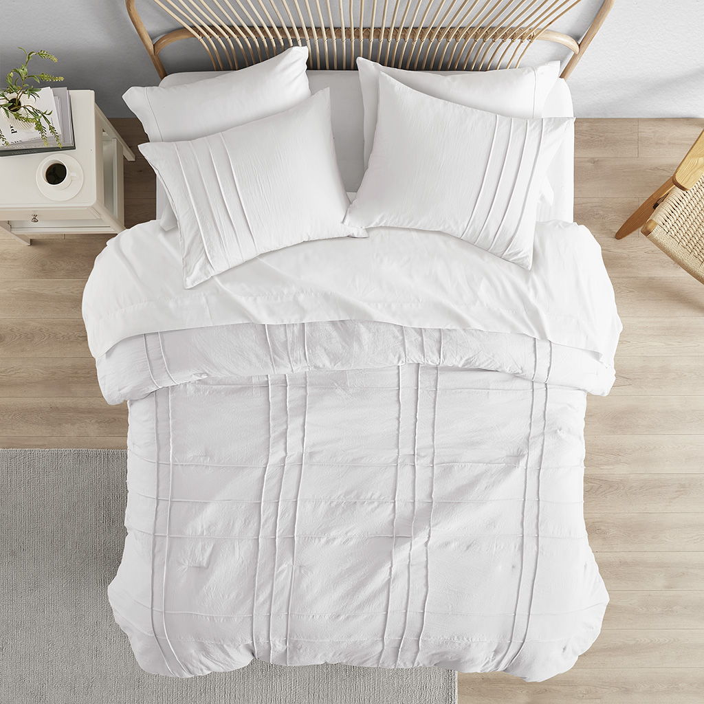 Porter - Twin/Twin Long Soft Washed Pleated Duvet Cover Set - White
