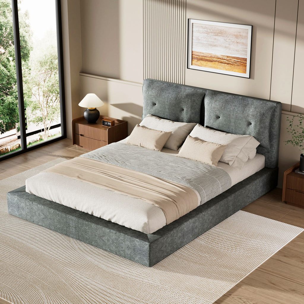 Airframe - Upholstered Bed Frame With Double Layered Upholstered Headboard