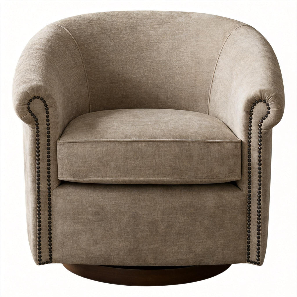 Barrel Swivel Accent Chair, 360 Degree Rotating For Living Room - Sand
