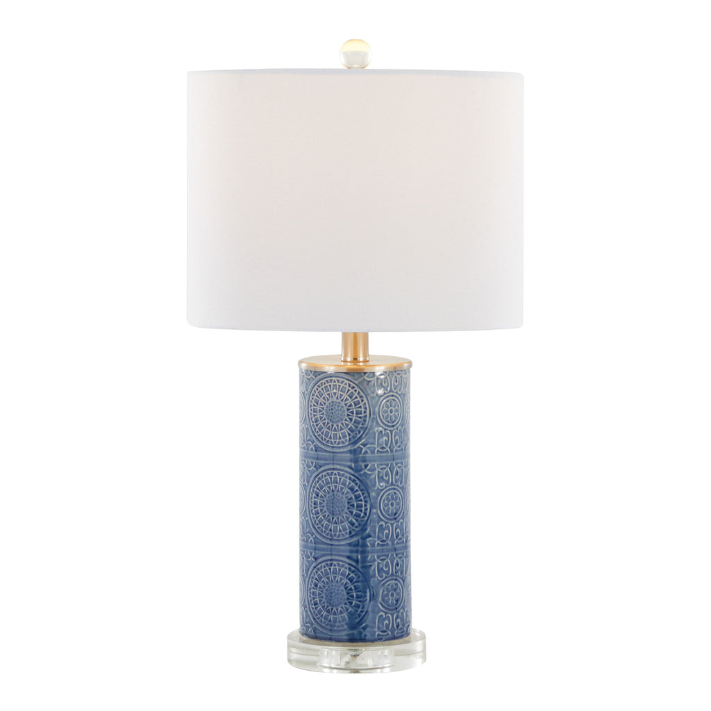 Spyro - Contemporary Table Lamp - Bijou Blue / White / Clear Crystal / Nickel