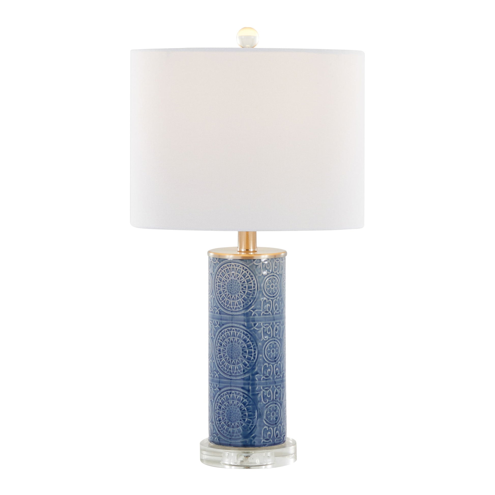 Spyro - Contemporary Table Lamp - Bijou Blue / White / Clear Crystal / Nickel