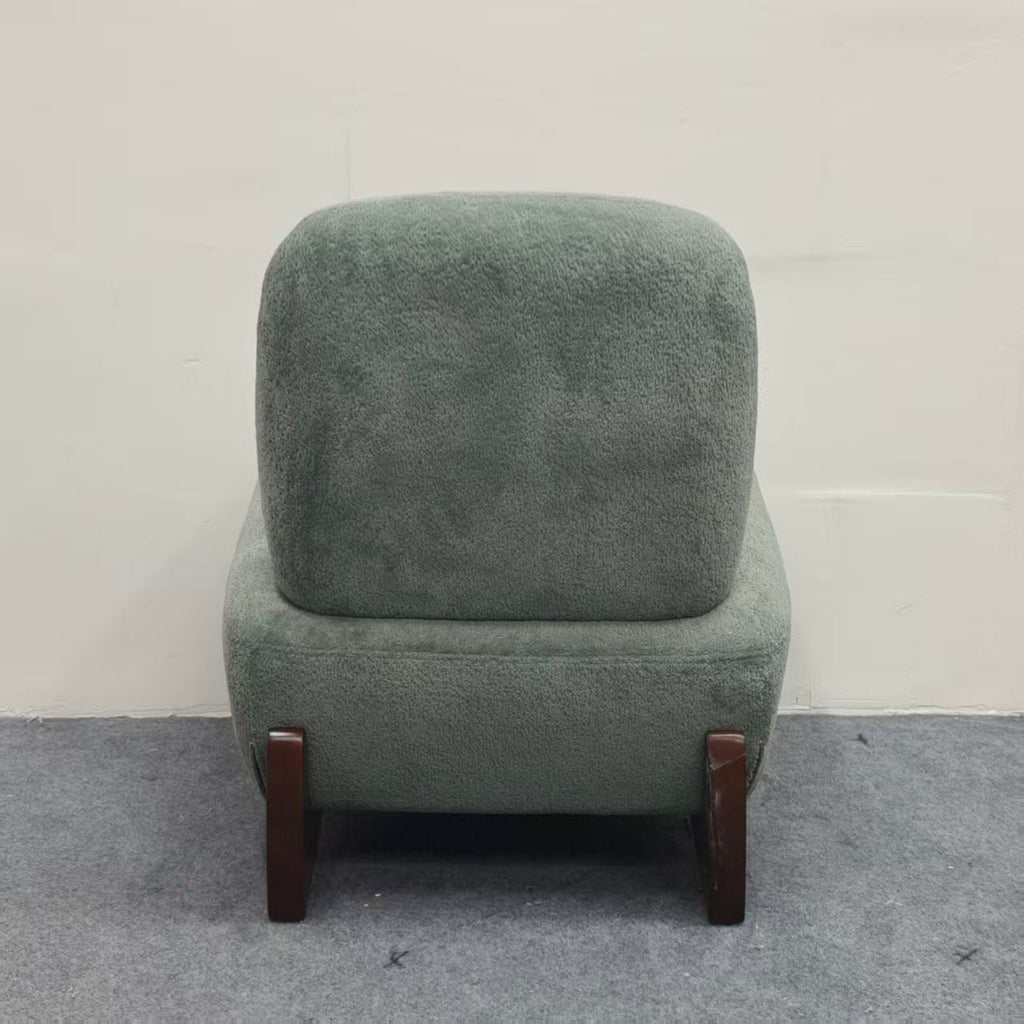 Curved Base Lazy Lounge Accent Chair - Blue / Brown