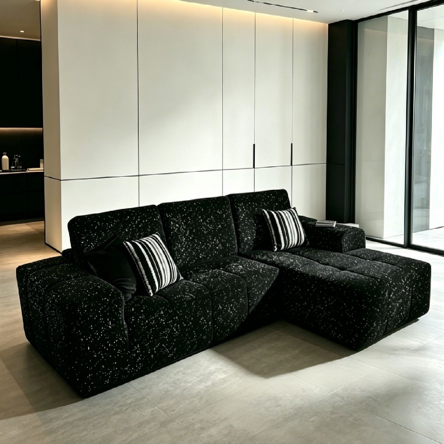 Boneless Modular Sofa For Living Room (Left) - Black