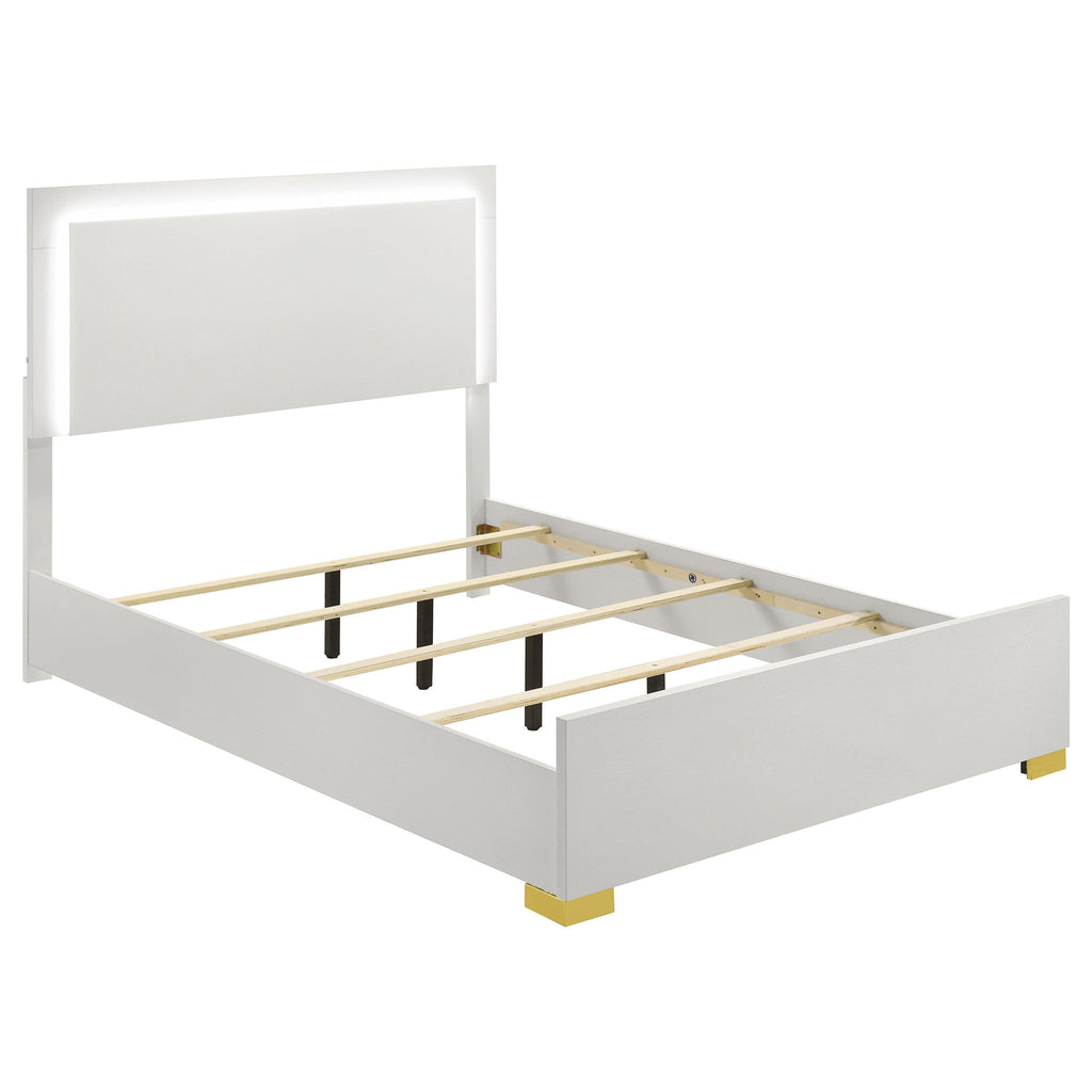 Full LED Panel Bed With Touch Activated Lighting - White