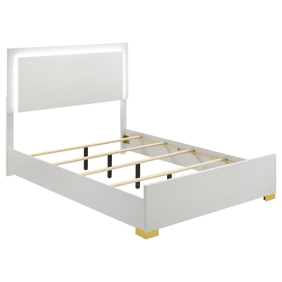 Full LED Panel Bed With Touch Activated Lighting - White