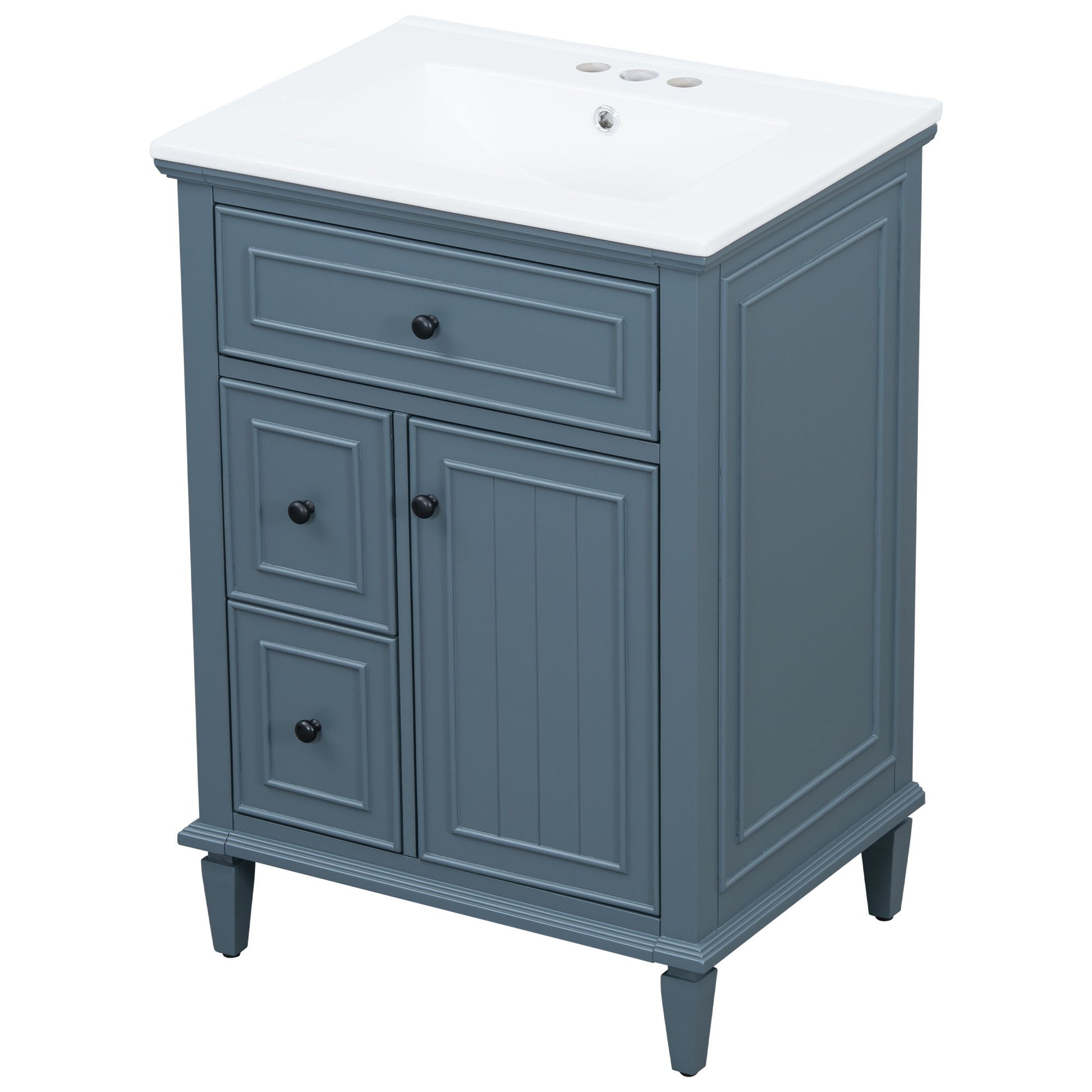 Modern Bathroom Vanity With Sink, Adjustable Shelf, 1 Flip Drawer & 2 Drawers