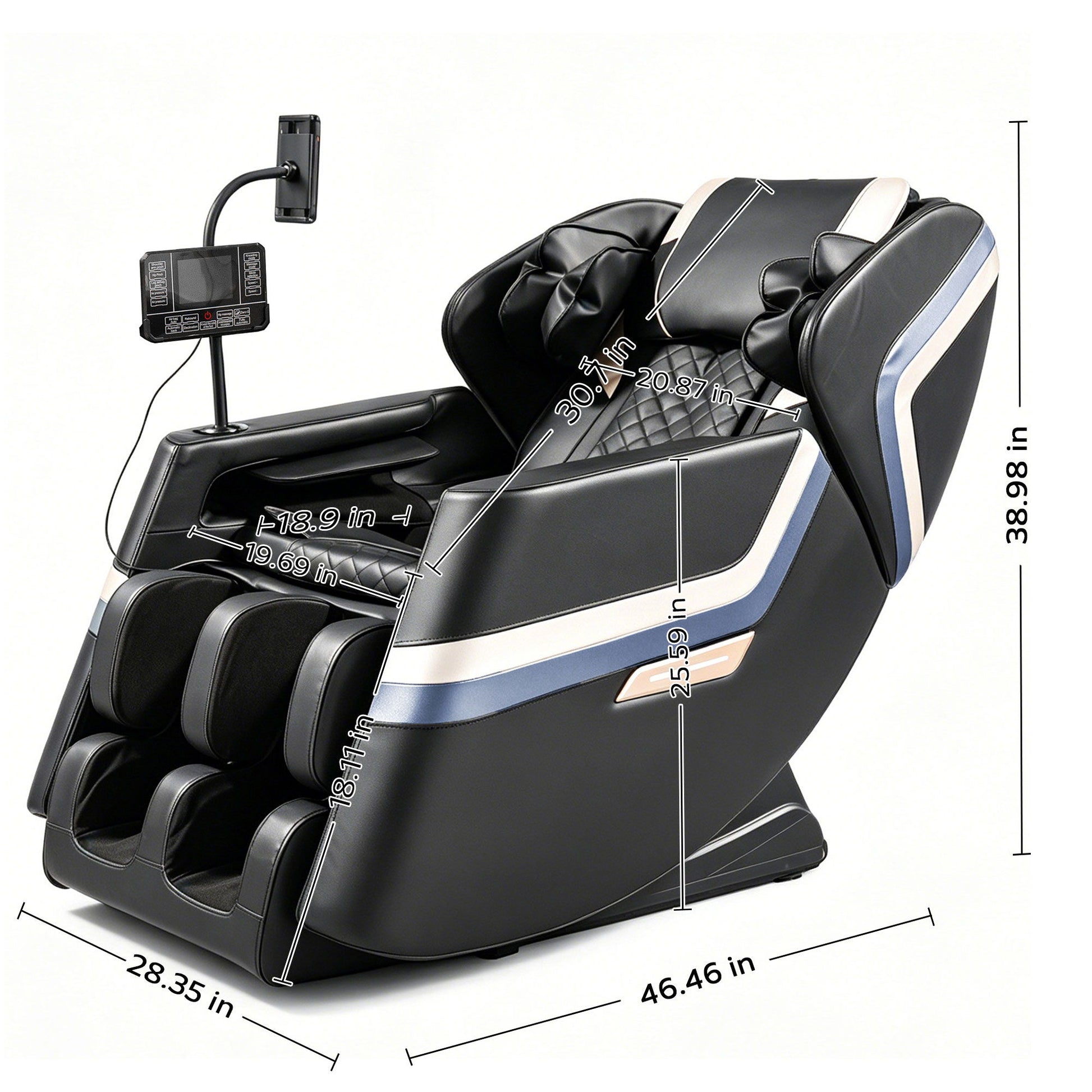 Massage Chair Recliner, Zero Gravity & Full Body Air Pressure - Black