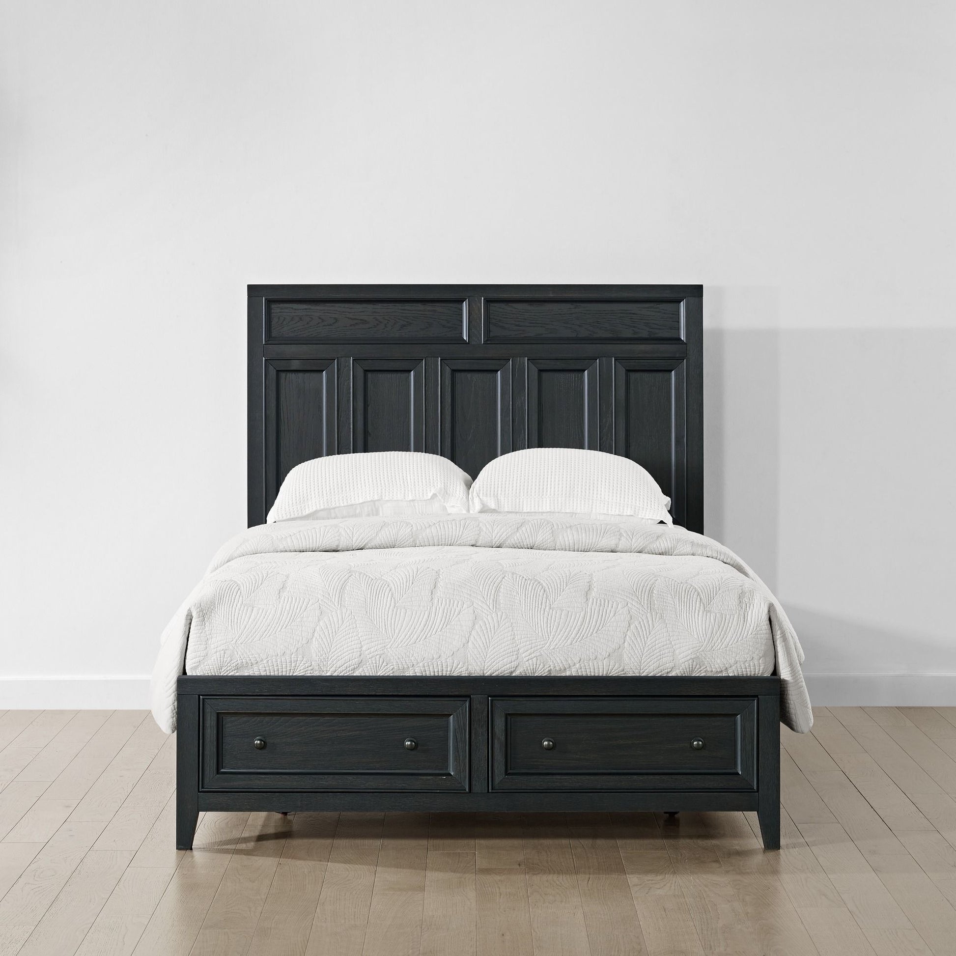 Storage Bed With Panel Headboard And Spacious Footboard Drawers