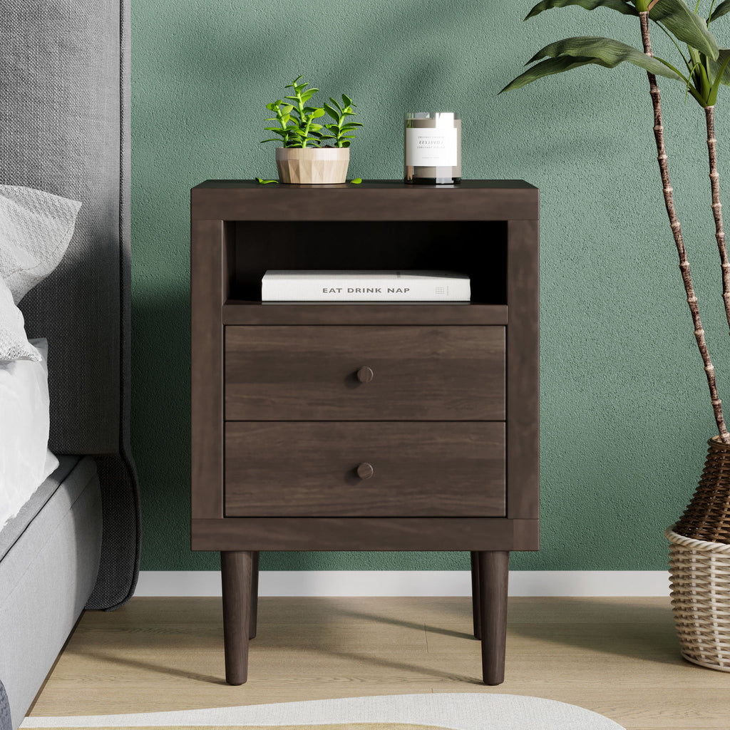 Nystrom - Mid Century Modern 2 Drawer Nightstand