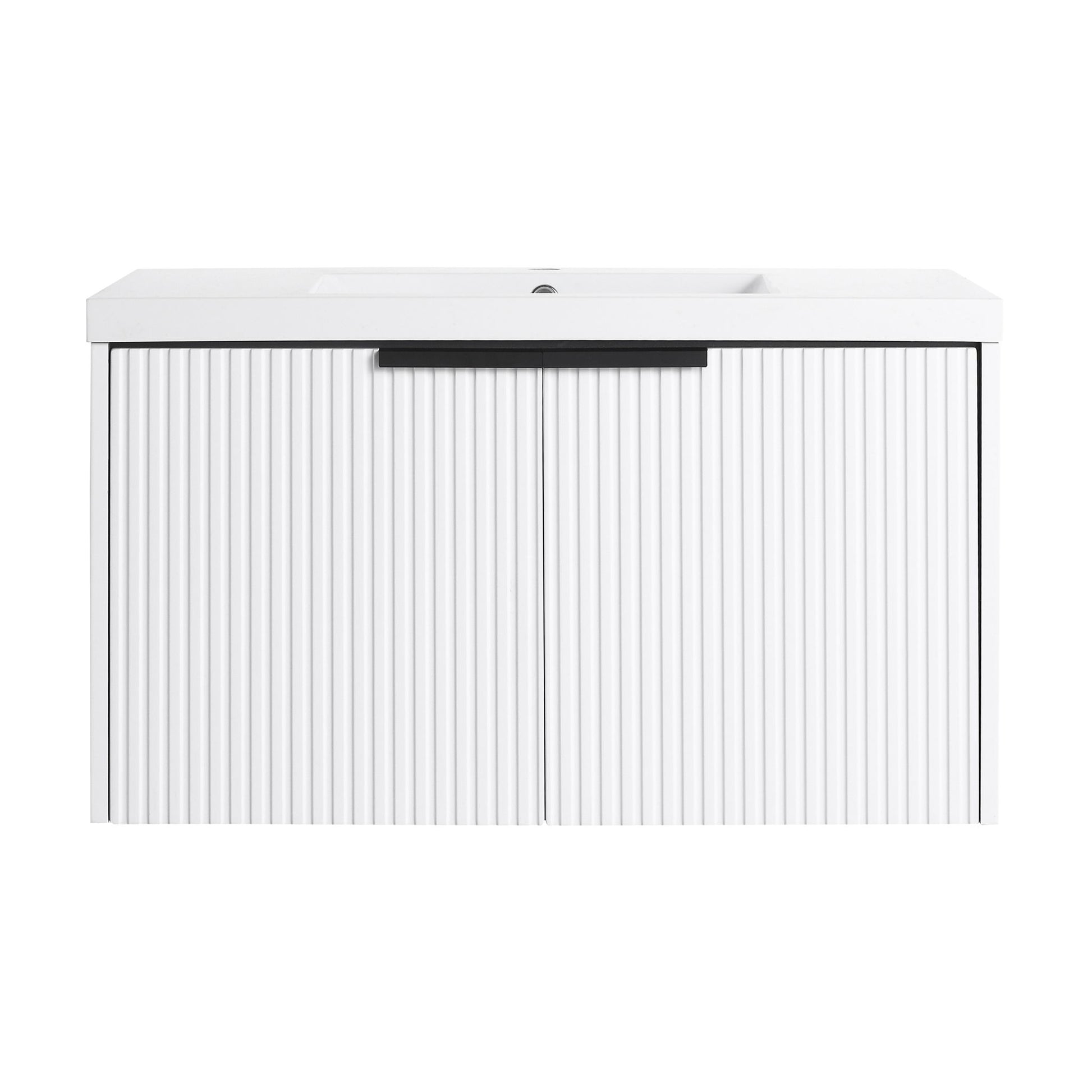 Contemporary Wall Mounted Bathroom Vanity With Resin Double Sink