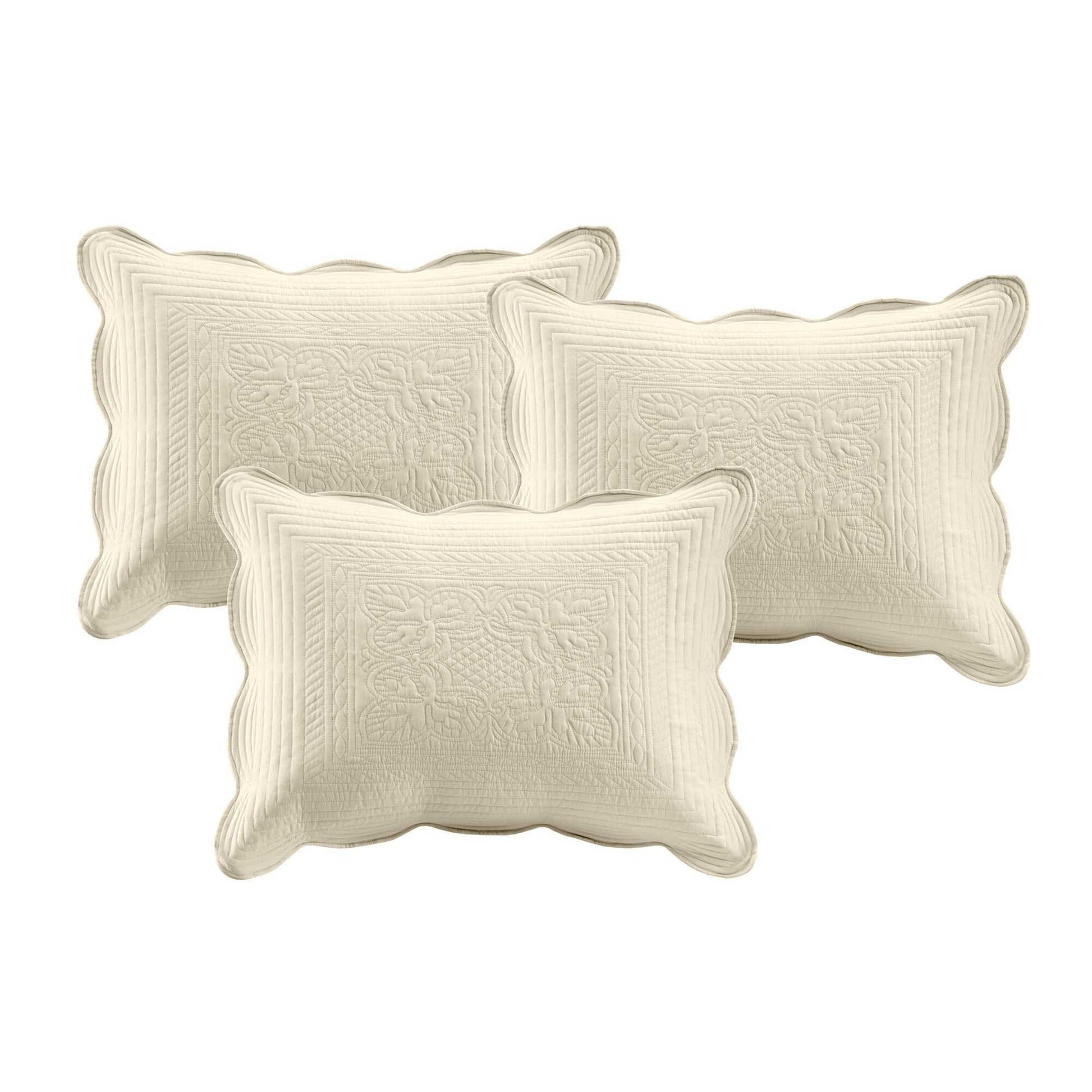 Tuscany - Twin 6 Piece Reversible Scalloped Edge Daybed Cover Set - Cream