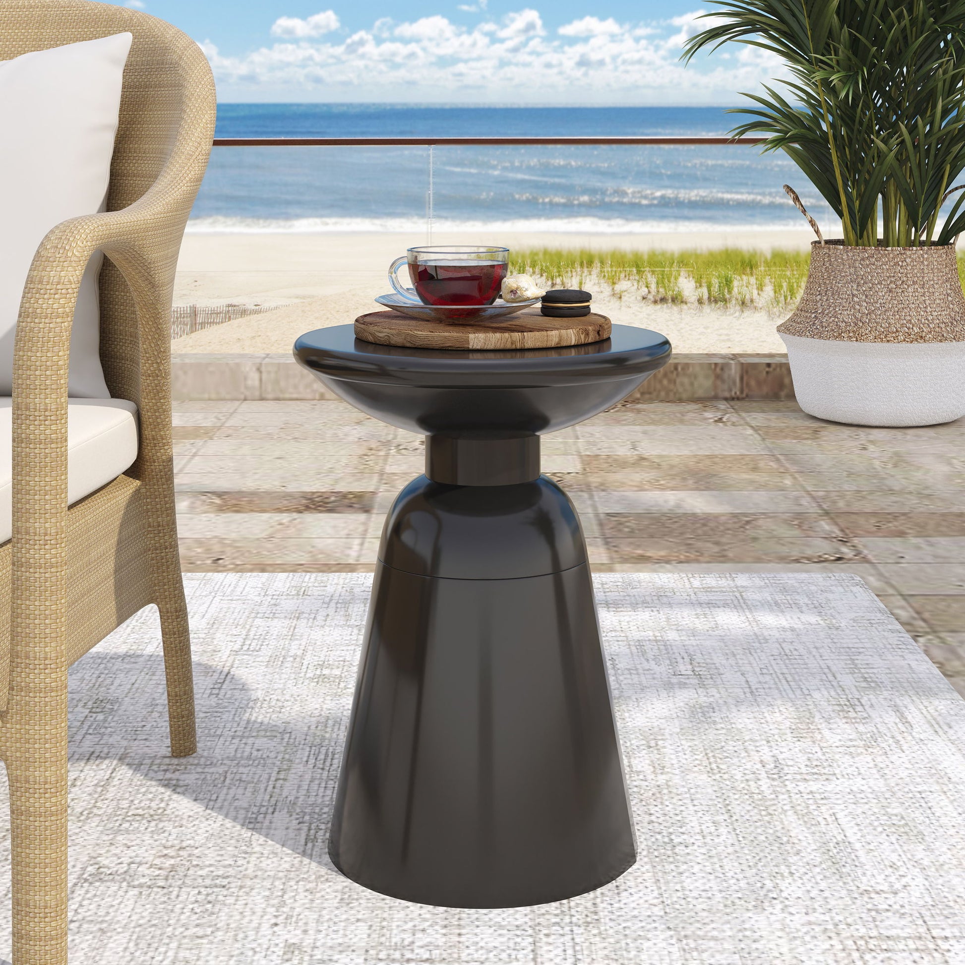 Outdoor Modern Metal End Large Table