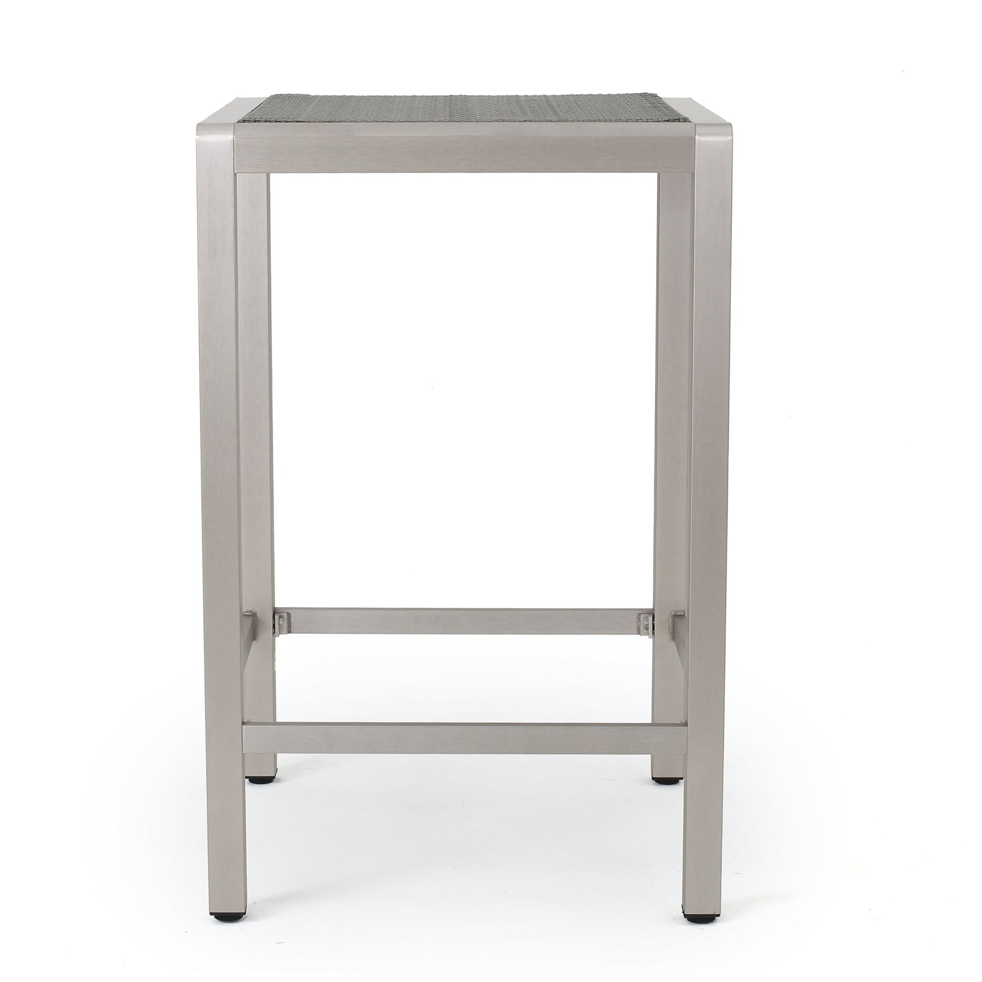 Outdoor 43" Aluminum Bar Table With Rattan Table Top - Gray / Silver