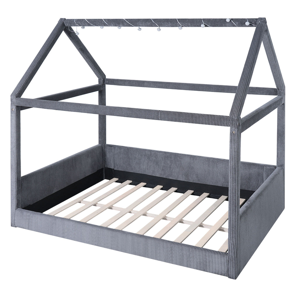 Upholstered House Style Daybed With LED Light Strips