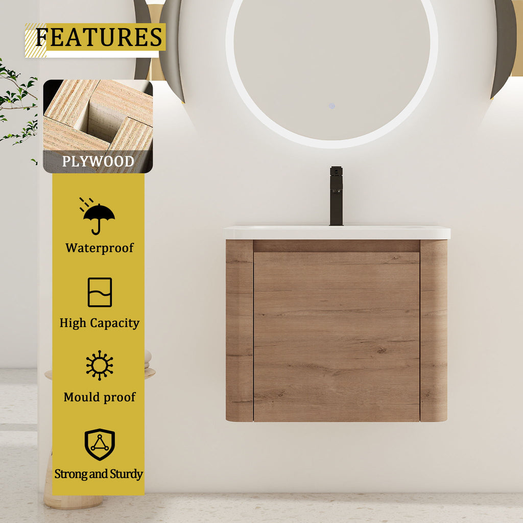 Wall Mounted Bathroom Vanity With Sink & 1 Soft Close Door