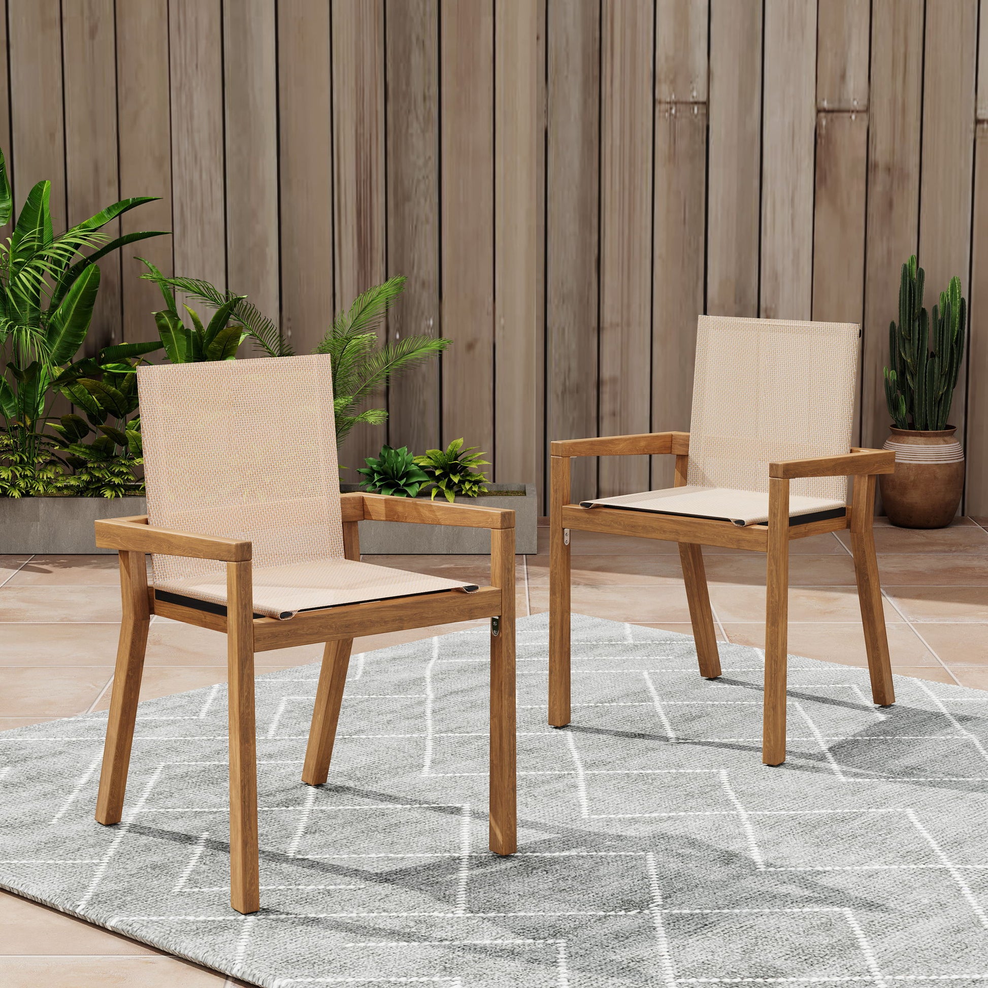 Belfast - Dining Chair With Acacia Wood Frame And Mesh Seating (Set of 2)