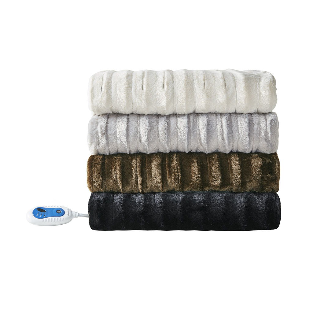 Heated Duke - Faux Fur Heated Throw - Gray