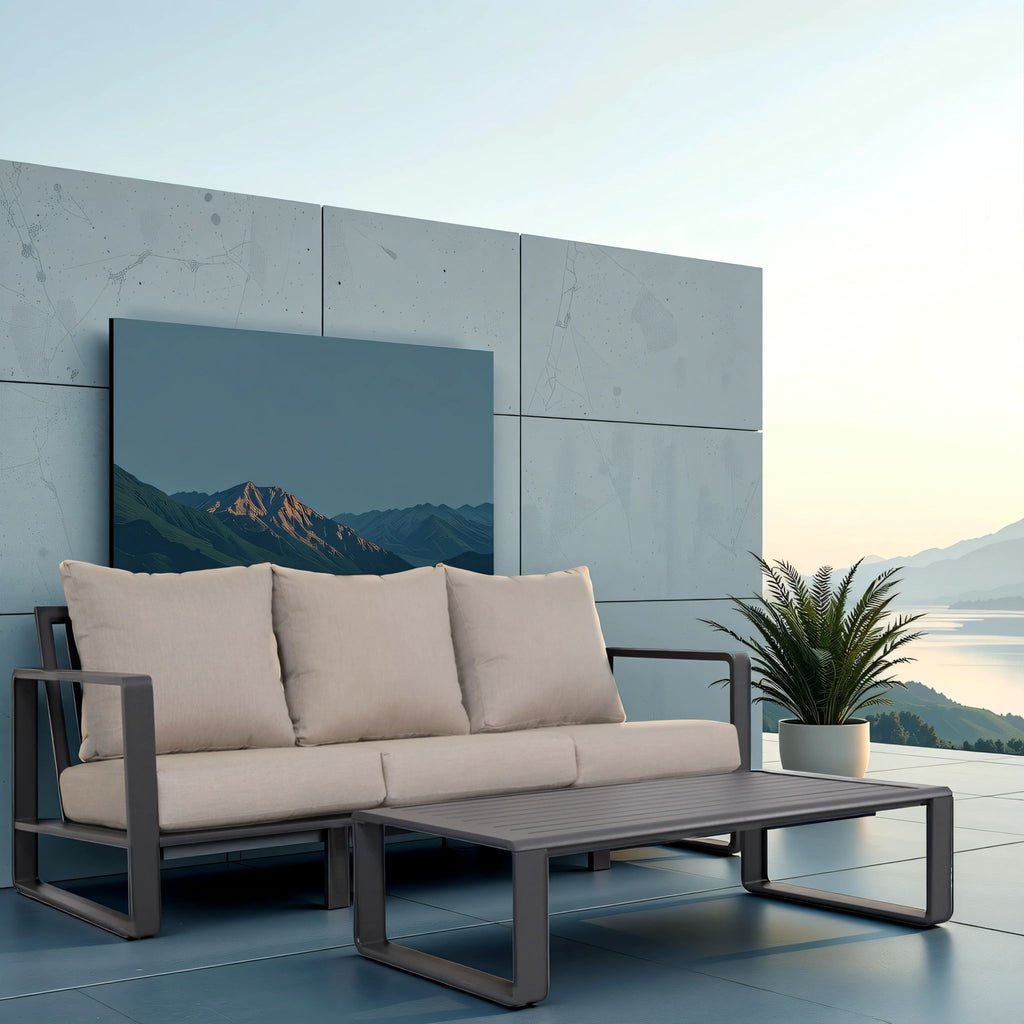 Durable Sofa With Rectangular Coffee Table