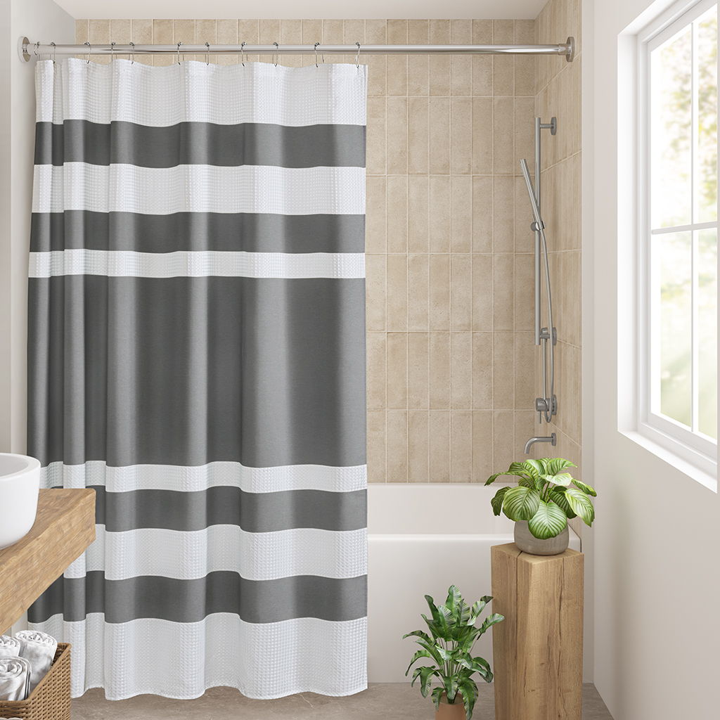 Spa Waffle - 72" x 72" Shower Curtain With 3M Treatment - Charcoal