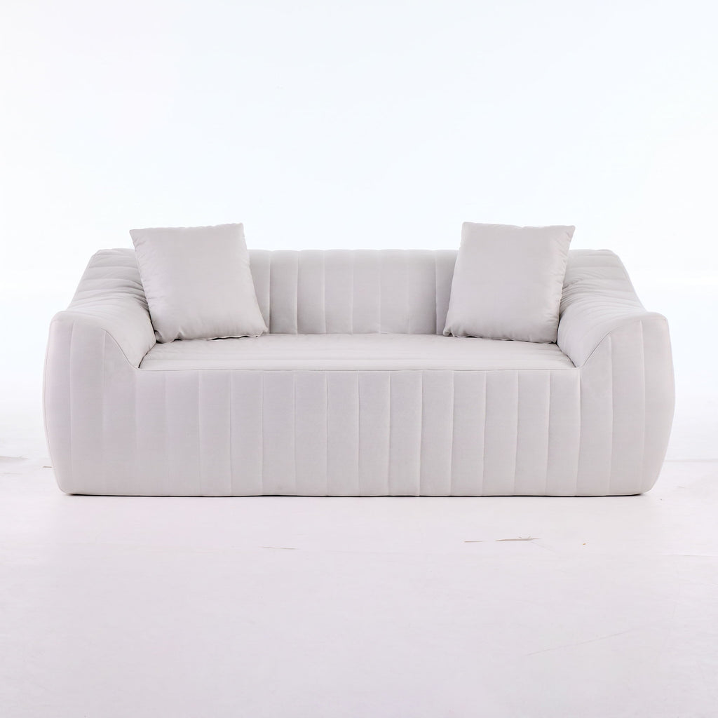 Oversized 2 Seater Loveseat With 2 Decor Throw Pillows, Deep Seat Sofa For Living Rooms