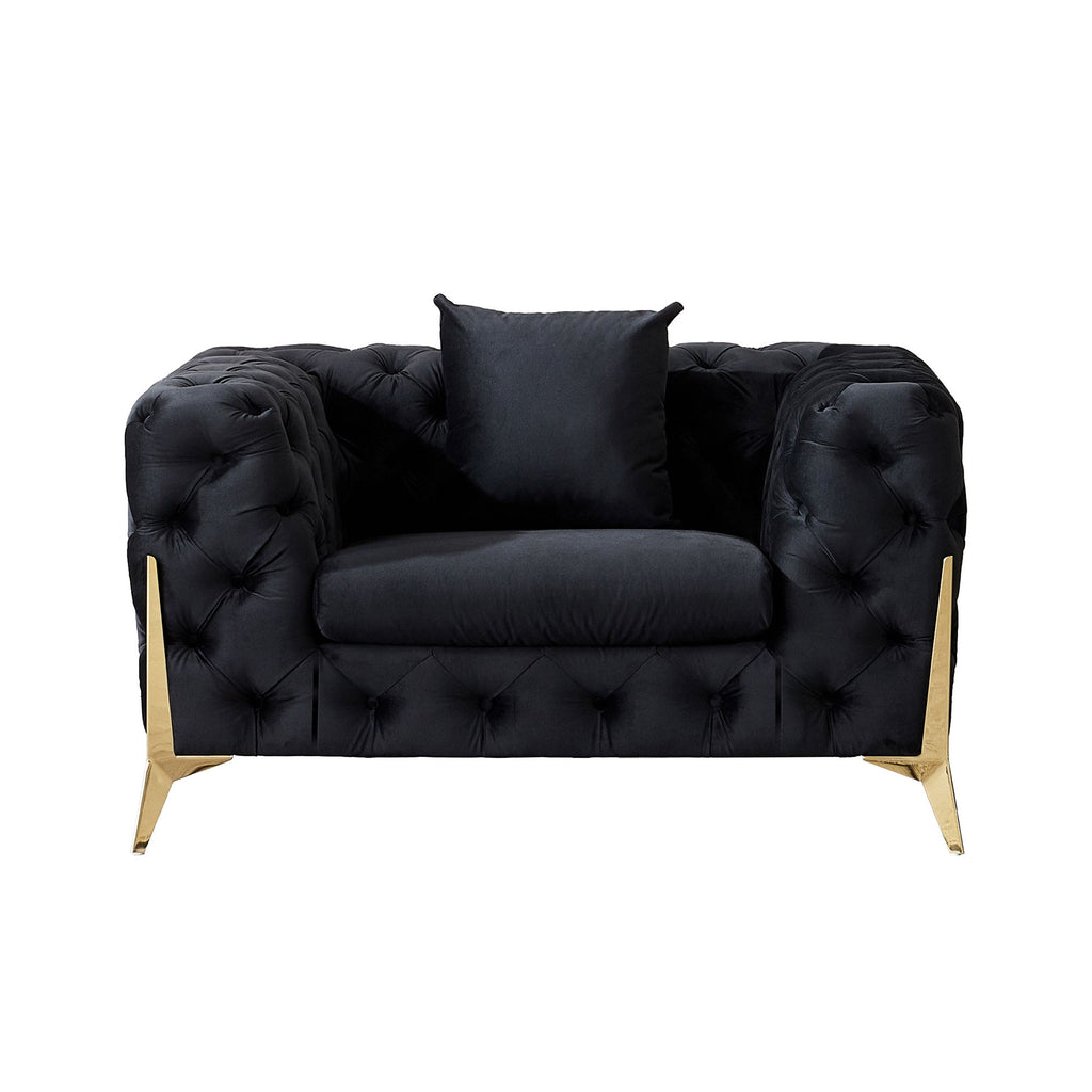 Accent Chair With Diamond Button Tufting, Matching Throw Pillow