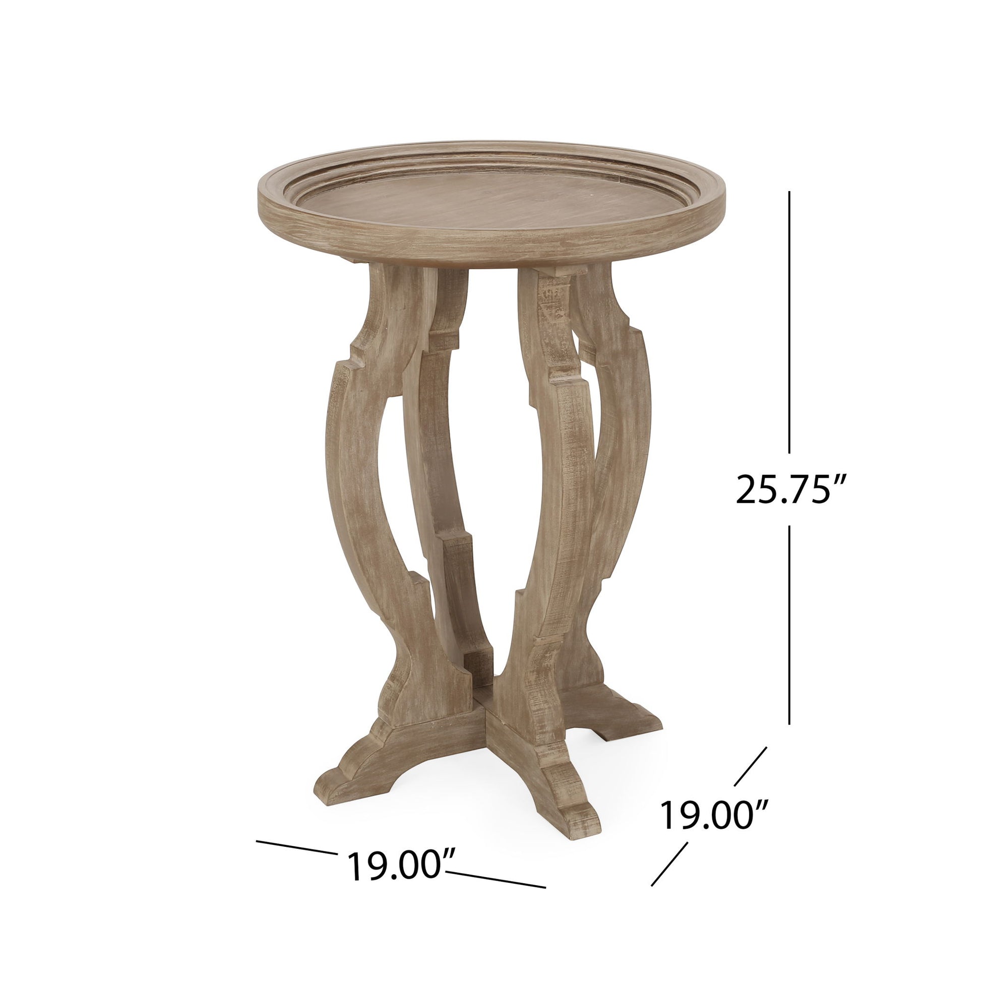 French Country Style Accent Table With Hourglass Design