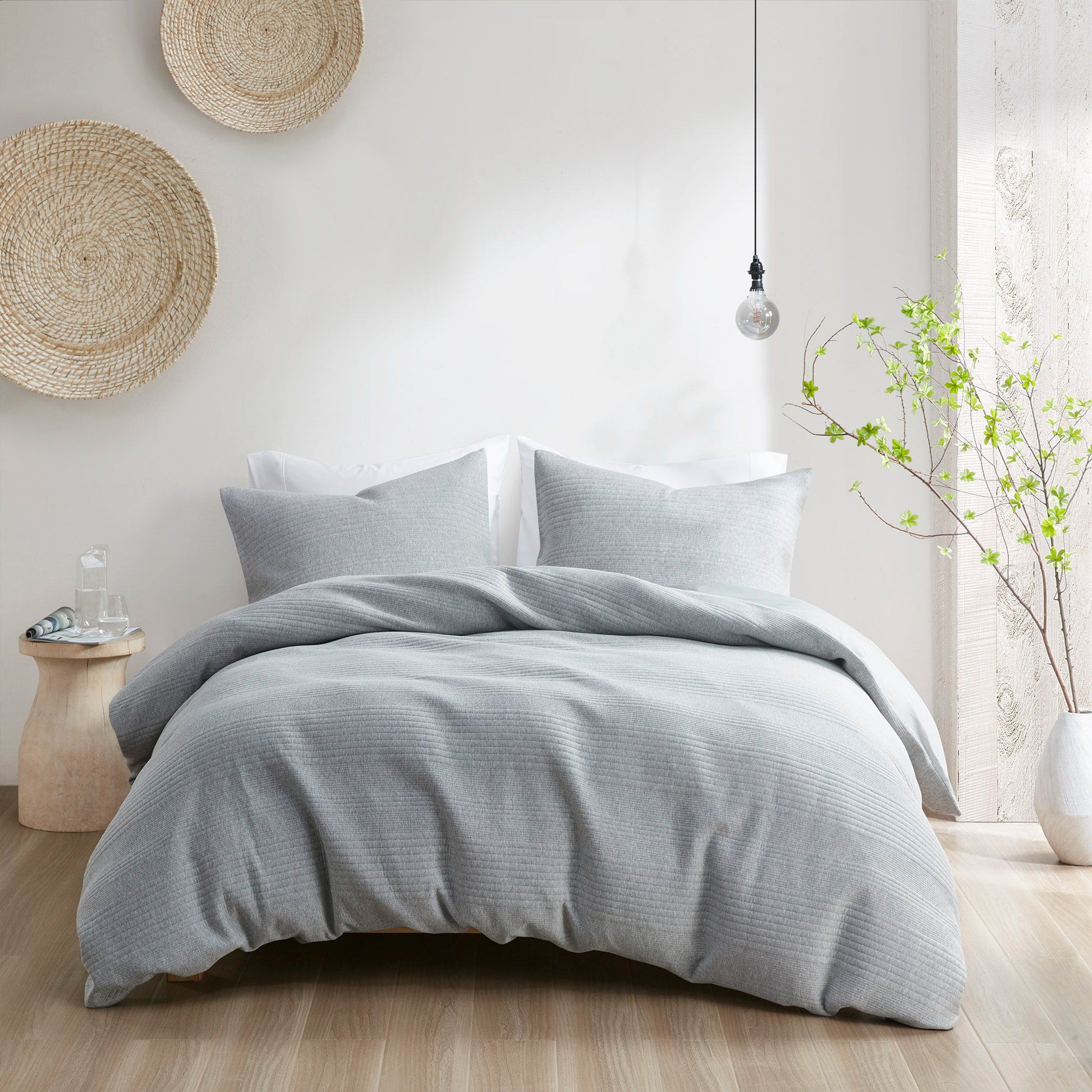 Ellis - 3 Piece Full Duvet Set - Heathered Gray