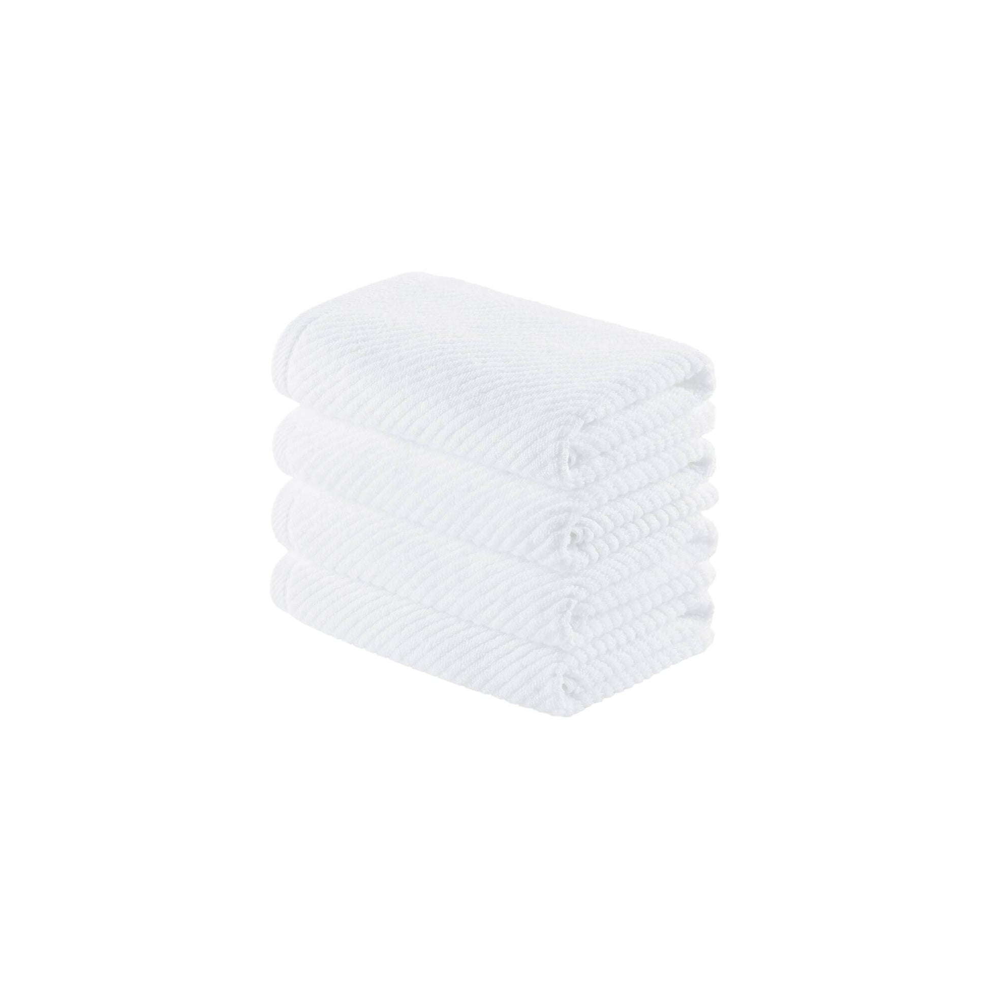 Diagonal Ribbed - 4 Piece Hand Towels Set - White