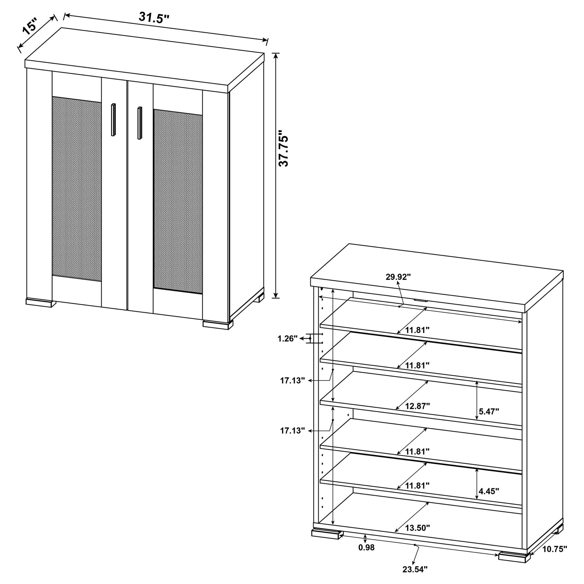 Door Accent Cabinet With Screens - Brown