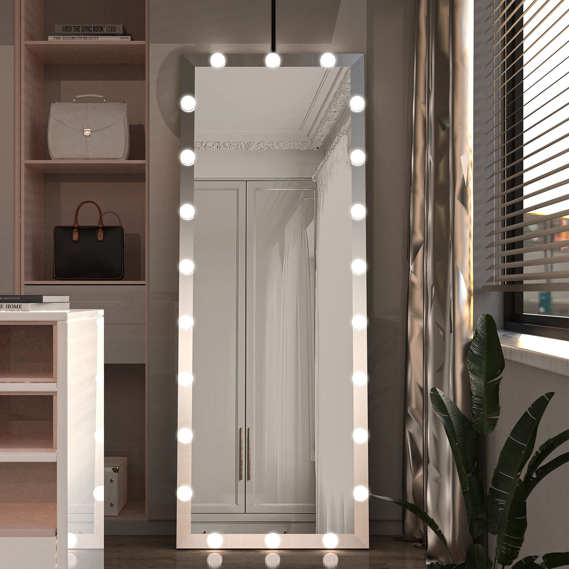 Full Length Mirror With Lights Full Body Vanity Mirror With 3 Color Modes Lighted Standing Floor Mirror For Dressing Room Bedroom Wall Mounted Touch Control