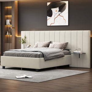 Upholstered Platform Bed With Big Headboard