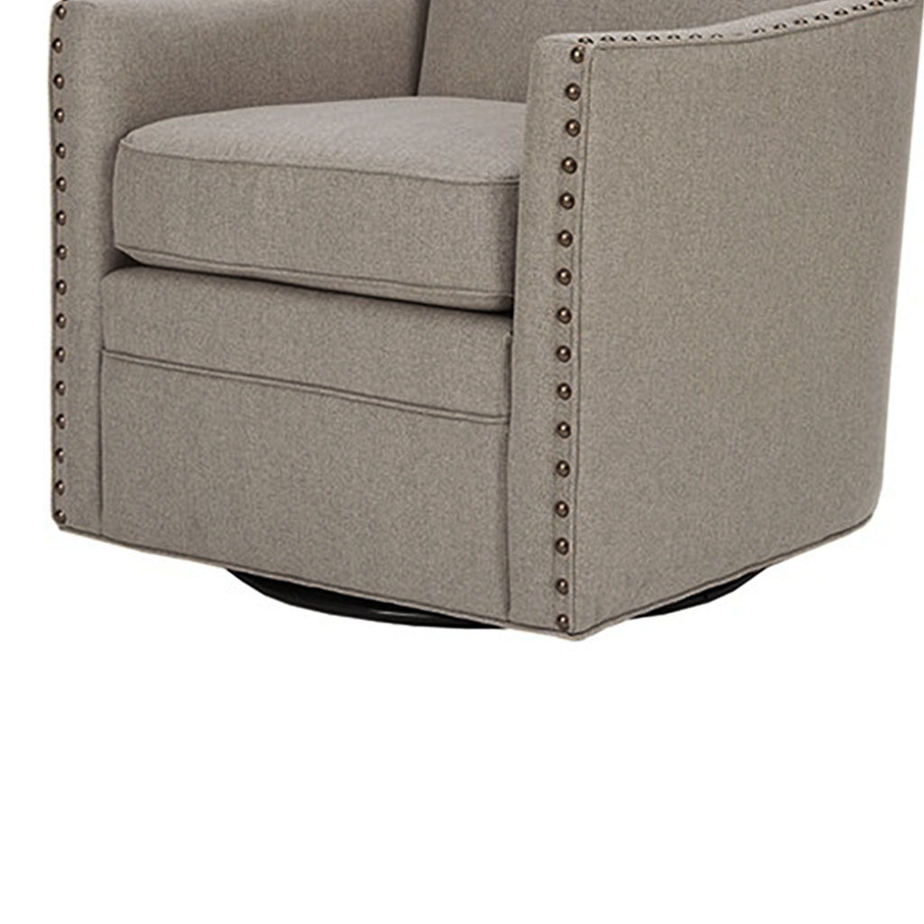 Devrim - Herringbone Texture Swivel Chair - Natural