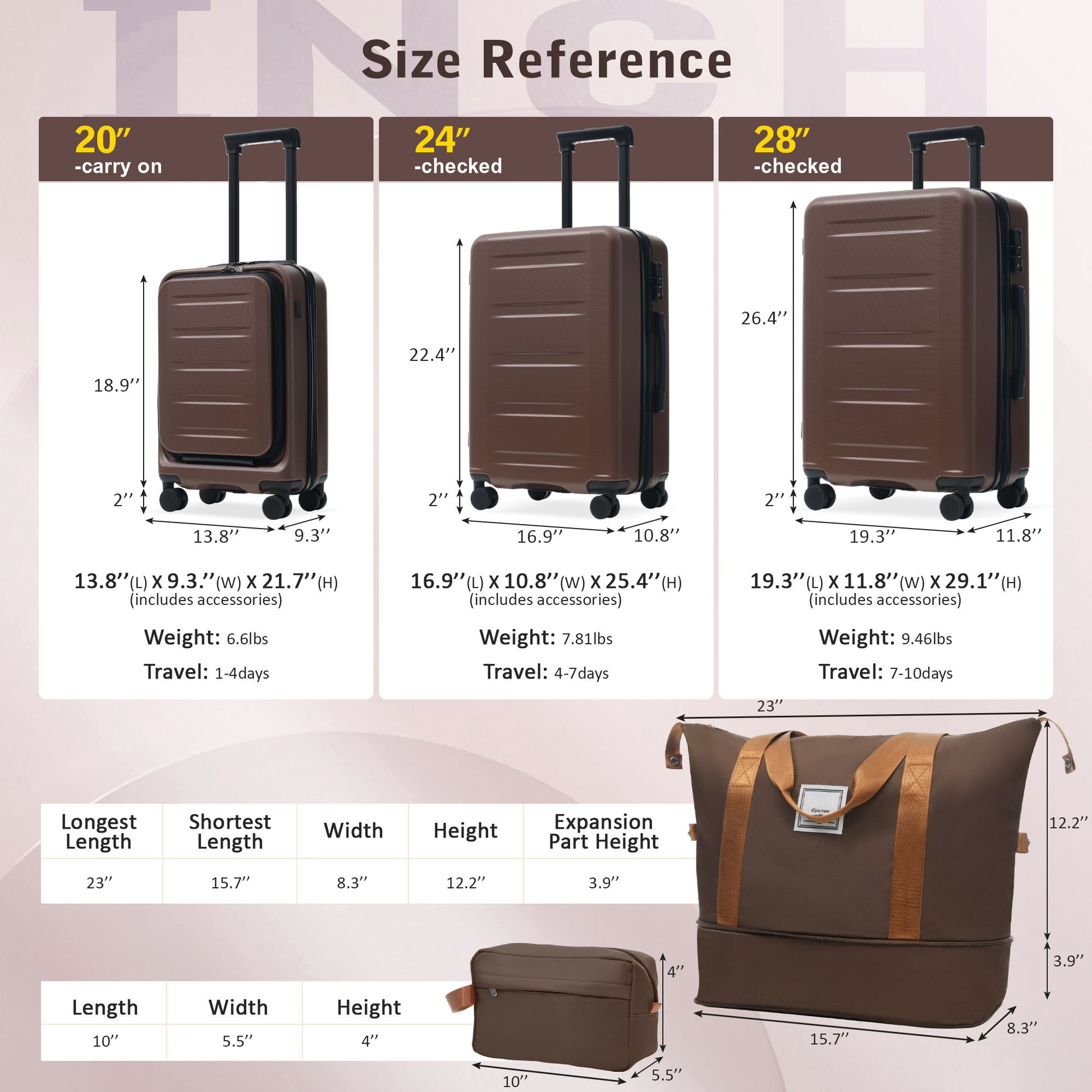 Hardside Luggage Set 5 Piece With Front Opening