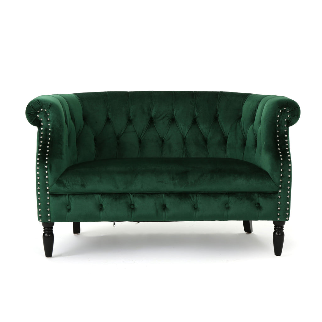 Antique Chesterfield Style Loveseat With Button Tufting