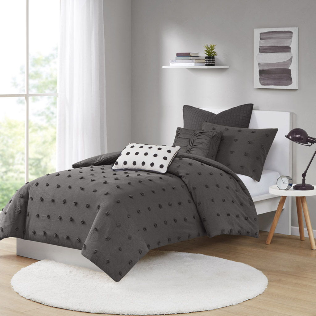 Brooklyn - Twin Comforter Set - Charcoal
