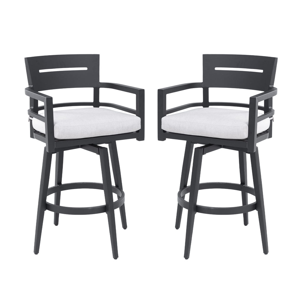 Outdoor Swivel Bar Chairs, 360 Degree Rotation, Ergonomic Backrest (Set of 2)