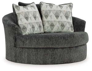 Biddeford - Oversized Swivel Accent Chair - Shadow
