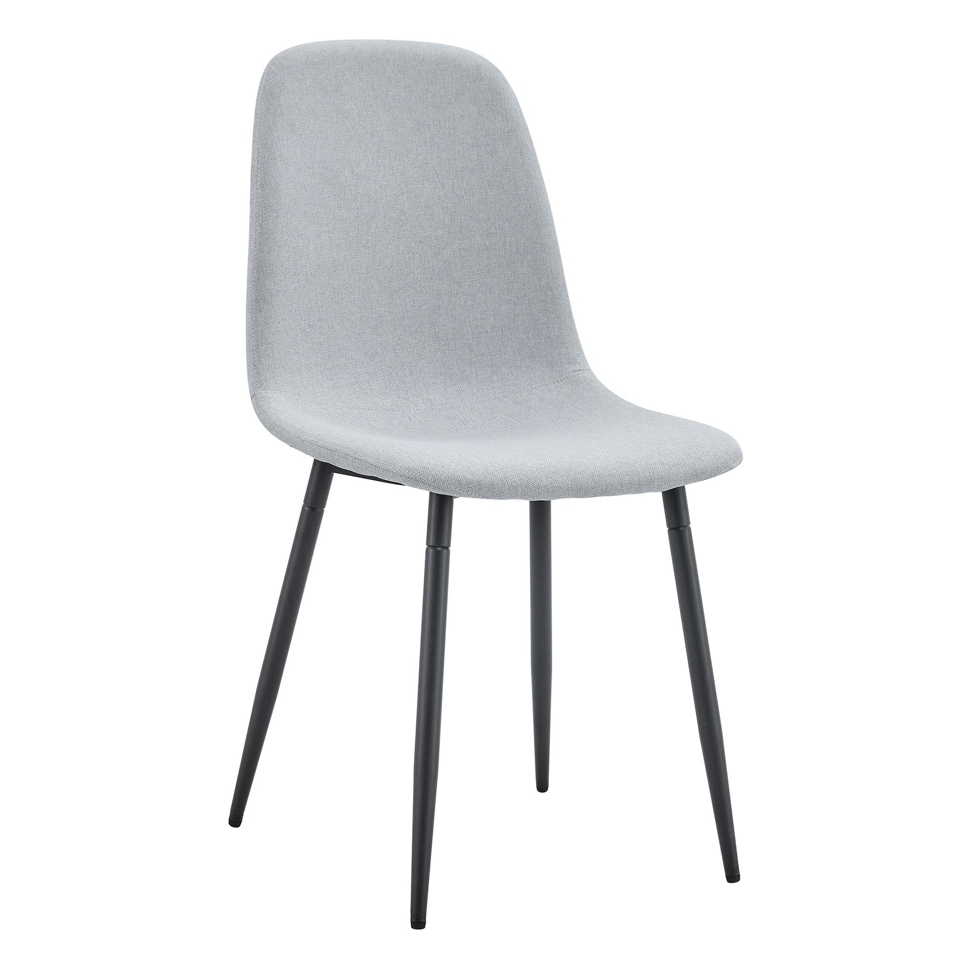 Modern Medieval Style Cushioned Side Chairs Set With Black Metal Legs For Kitchens