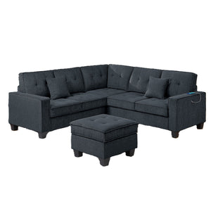 Sectional Set With Corner Wedge Ottoman USB Port