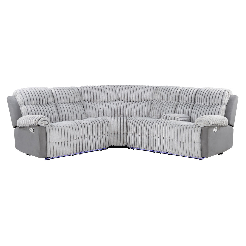 Bruni - Sectional Sofa With LED Lighting And Manual Recline - Gray