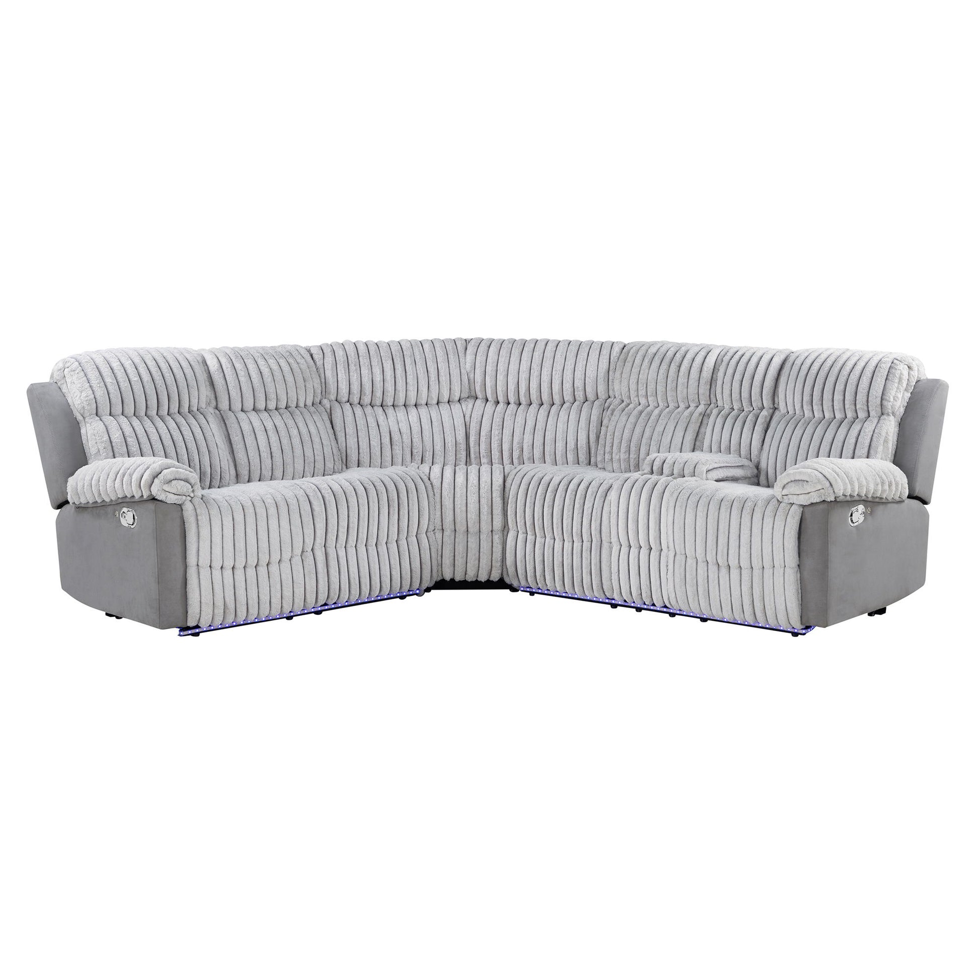 Bruni - Sectional Sofa With LED Lighting And Manual Recline - Gray