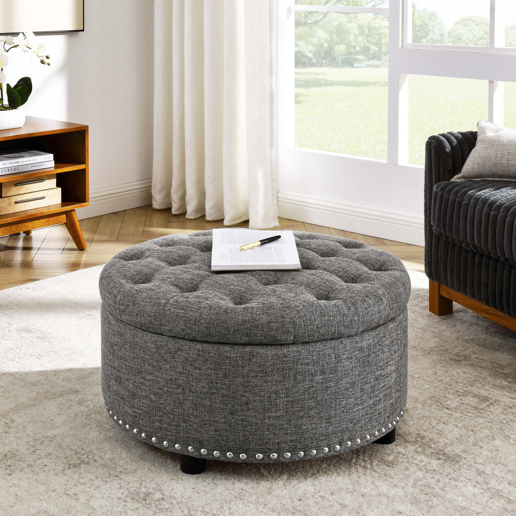 Tufted Storage Ottoman With Upholstery
