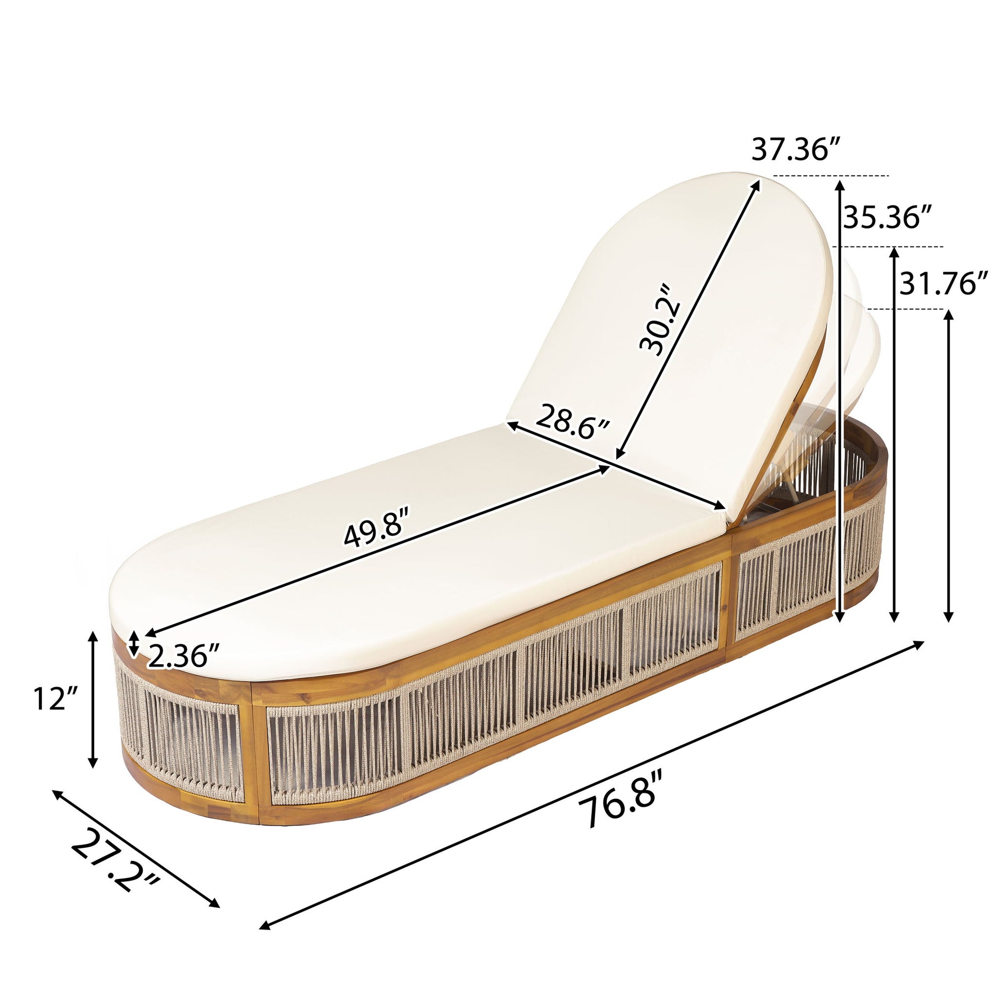 Chaise Lounge Set With 3 Position Adjustable