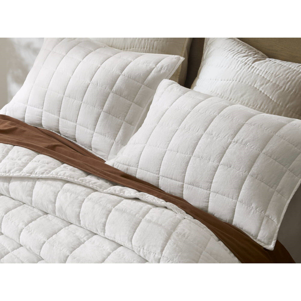 100% Linen - Full/Queen Linen Garment Washed Quilt Set - White