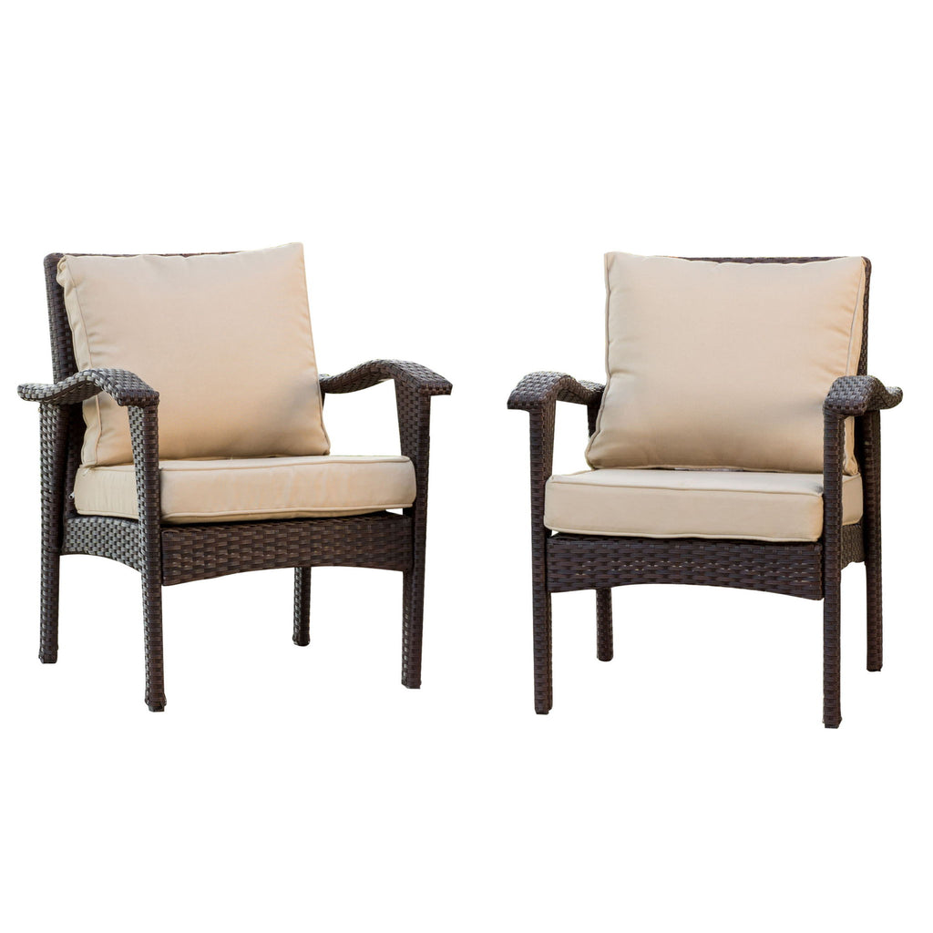 Honolulu - Club Chair (Set of 2) With Weather Resistant Wicker And Cushions - Brown / Tan
