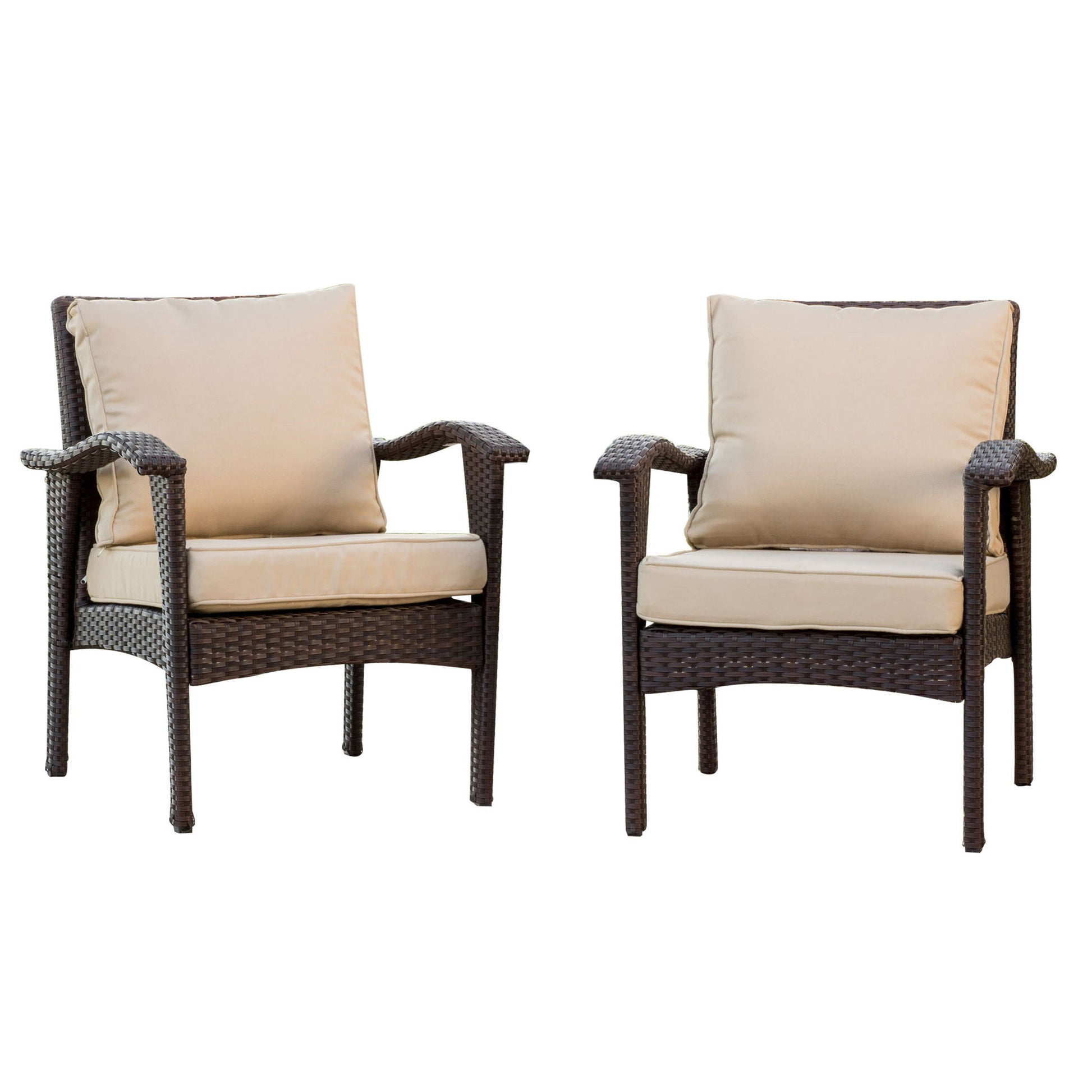 Honolulu - Club Chair (Set of 2) With Weather Resistant Wicker And Cushions - Brown / Tan