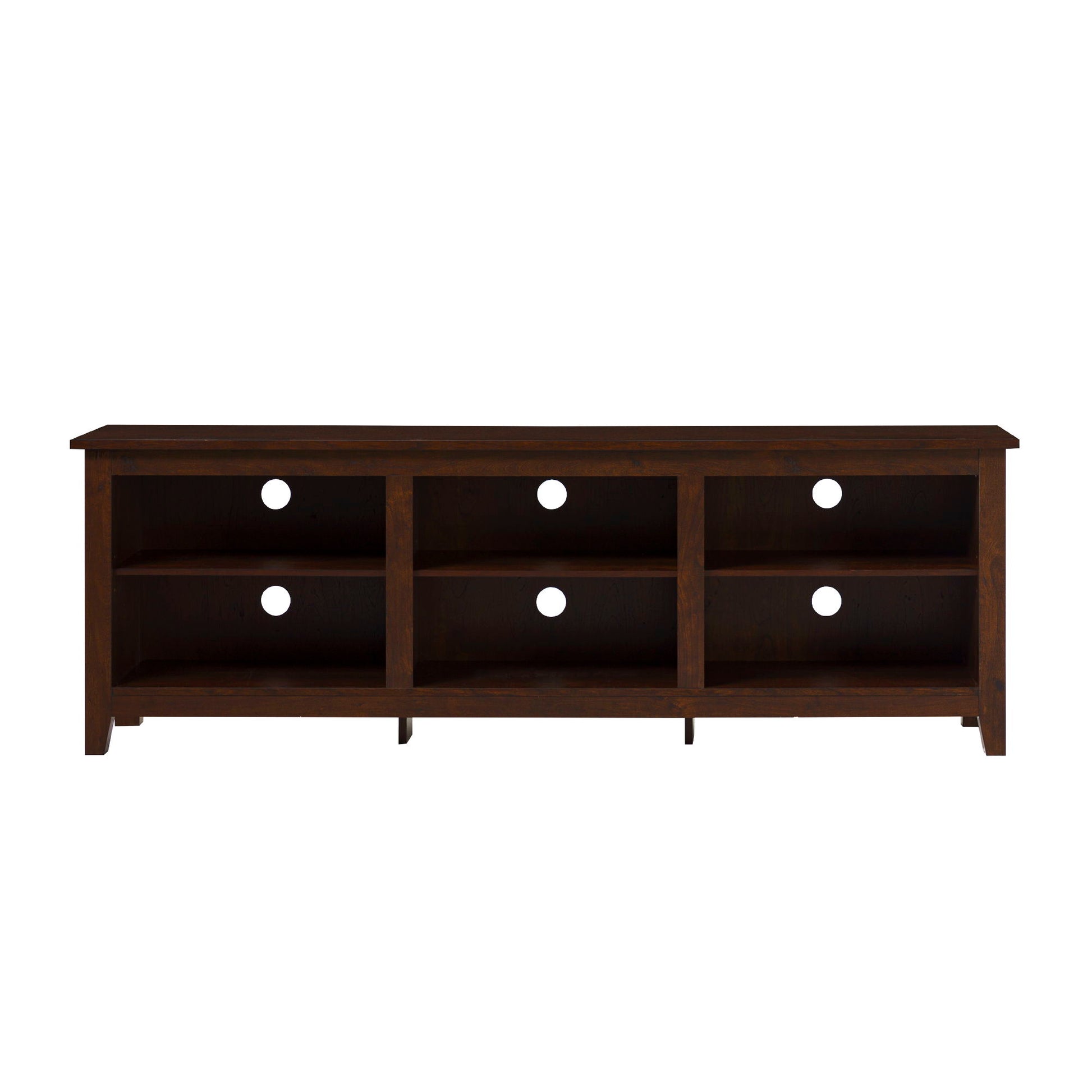 Modern Transitional 3 Shelf Open Storage 70" TV Stand For 80" TVs - Brown